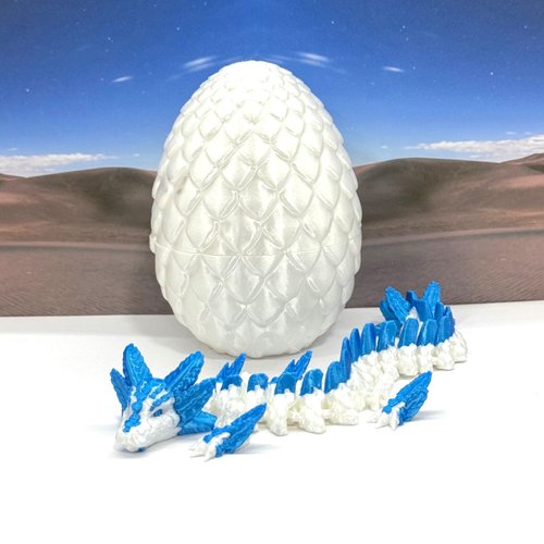3D Printed Dragon, Articulated Axolotl Dragon with Dragon Egg, Fidget ADHD Autism Toy, Executive Desk Toy Home Office Decor D041WB