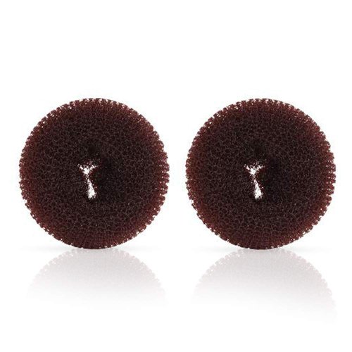Extra Ring Style Hair Donut Shaper for Kids, 2PCS Chignon Bun Maker for Short and Thin Hair (2.5 Inch, Brown)