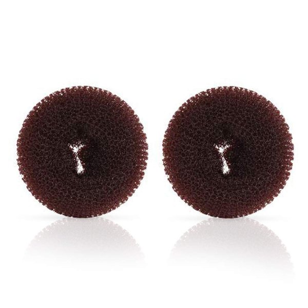 Extra Ring Style Hair Donut Shaper for Kids, 2PCS Chignon Bun Maker for Short and Thin Hair (2.5 Inch, Brown)