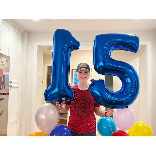 Navy Blue Number 15 Balloon 40 inch, 15 Number Balloon, 15th Navy Blue Birthday Decorations, 15 Year Old Girls Boys Blue Party Supplies