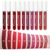 evpct CmaaDU 10Pcs Liquid Matte Matt Lipstick Set for Black Women, Dark Deep Bright Ruby Sexy Brick Mauve Plum Red Violet Purple Matte Lipstick Long Lasting Lipstick 24 hour Waterproof Lip Gloss Matte