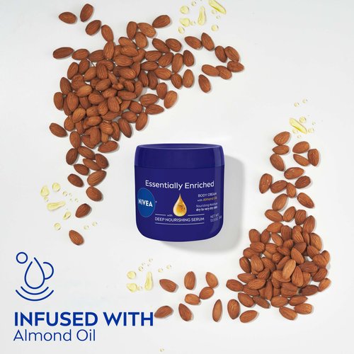 NIVEA Essentially Enriched Body Cream, Moisturizing Cream for Dry and Very Dry Skin, Enriched with Deep Nourishing Serum and Almond Oil 13.5 Oz Jar