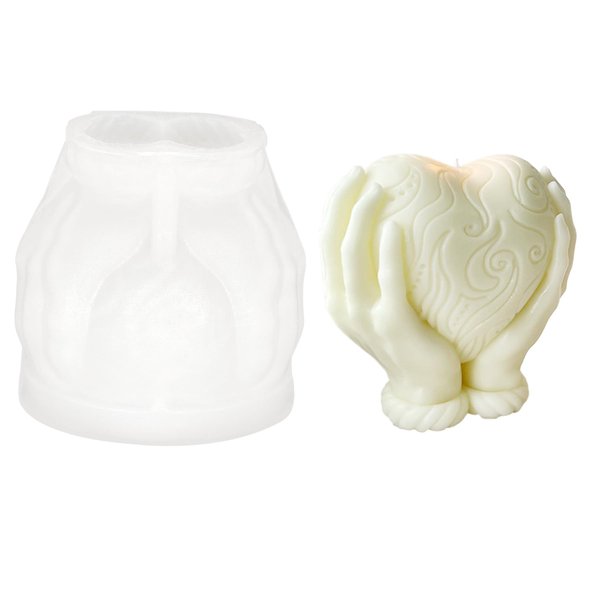 ZAKVOOR Candle Mold Holding Love in Hand Valentine's Day Resin Casting Silicone Mold for DIY Aromatherapy Candles Wax Plaster Polymer Clay Decoration