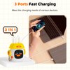 Divoom Dipow 65W USB-C Charger 3-Port Fast GaN Charger with DIY Pixel Display Foldable Compact Wall Block Power Adapter for iPhone 16/15 MacBook iPad Galaxy S23/S24 Switch Yellow (with 100w Cable)
