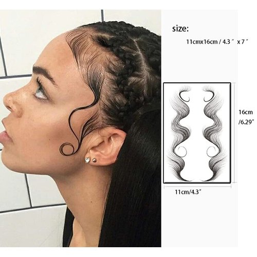 Fake Edges Baby Hair Temporary Tattoo Side Bang Stickers,2 Styles Popular Waterproof Fake Hair Fringe Edge Tattoo Stickers, Novelty Wig Natural Fashion Look Beauty Diy Hair Curler For Women Girls