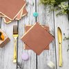 Fulmoon 100 Pack 2 Ply Cocktail Napkins Paper Gold Foil Trim Edge Beverage Dessert Disposable Paper Napkins Dinner Baby Shower Wedding Birthday Party Tableware Decorations, 5 x 5 Inches(Terracotta)