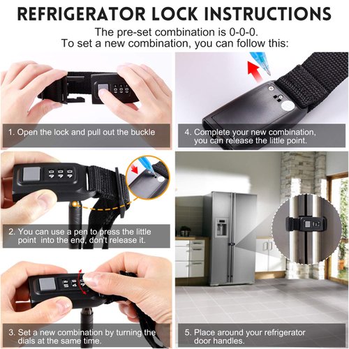 Child Safety Refrigerator Door Lock Multi-Functional French-Door Fridge and Cabinet Locks Multi Use Baby Kids Cabinets Latches (Regular)