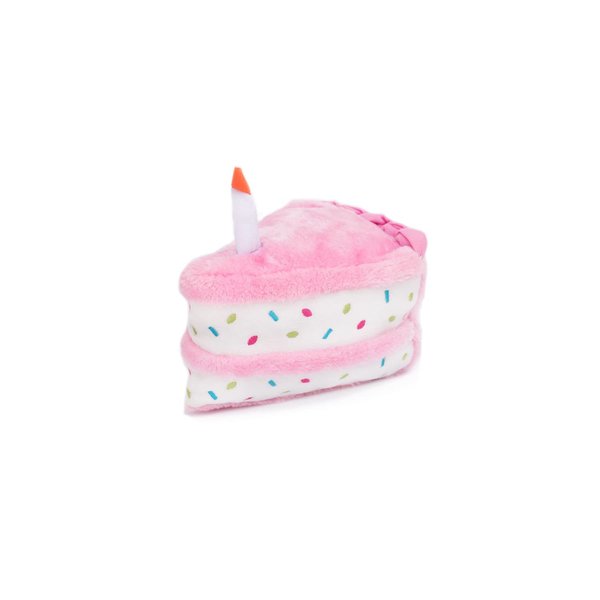 ZippyPaws Birthday Gifts for Dogs - Pink Birthday Cake Slice, Plush Squeaky Dog Toy, Dog Birthday Party Supplies for Boys & Girls