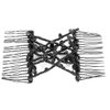 Pearl Hair Clips and Combs Set - Elastic Stretch Double Clips, Magic Combs, DIY Hair Styling Tool (Black)