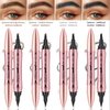 2 in 1 Microblading Eyebrow Pen with Eyeliner Pencil, Waterproof Eyebrow Pencil with 4 Fork Tip Multifunctional Double Head Microblade Eyebrow Pencil Waterproof and Long-Lasting (Dark brown)