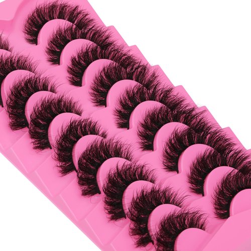 Mink Lashes Fluffy Wispy False Eyelashes 15mm Natural Thick Volume Fluffy Curl Fake Eyelashes 9 Pairs by Yawamica Black