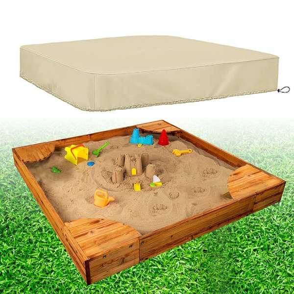 Hoypeyfiy Sandbox Sandpit Cover, Kids Sandbox Cover for Sand and Toys Protection, Square Sandbox Protective Cover with Drawstring (47*47 inches,59*59 inches) (Medium（59*59inches）)