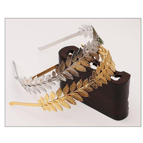 Fodattm Women Lady Greek Roman Laurel Leaf Hair Hoop HeadBand Bridal Hair Crown Headdress Metal Leaf Branch French Hair Bands Hair Accessories (Silver - A#)