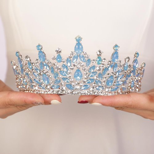 JWICOS Crystal Crowns and Tiaras Headband for Women Princess Wedding Tiara for Birthday Party Prom Bridal Tiara Crown for Halloween Costume (Blue)