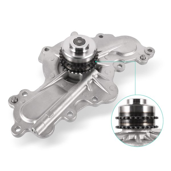 AULINK AW6348 Water Pump (W/Double-Row Sprocket;Engine 3.5L 3.7L) For 2011-2019 Ford Edge Fusion Flex Explorer Taurus,2011-2019 Lincoln MKS MKZ MKT MKX,MAZDA 6 CX9