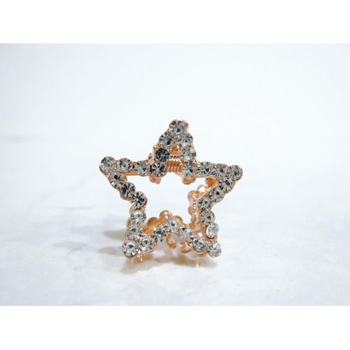 Small mini rose gold star shaped hair claw clip with crystals