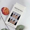 Fall Press on Nails Medium Fake Nails, LPOODDNU Winter Press on Nails Almond Shape False Nail Tips Black Nude Glue on Nails Cute Stick on Nails French Manicure Decorations for Women, 24Pcs