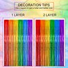 Rainbow Foil Fringe Curtains, 2 Pack Rainbow Party Decorations 3.3x6.6ft Rainbow Fringe Streamer Backdrop for Birthday Party