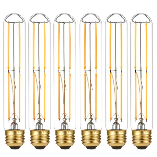 LiteHistory Dimmable E26 Light Bulb 6W Equal 60 watt led Light Bulb AC120V Warm White 2700K Edison 60 Watt 600LM T10 Bulb for Rustic Pendant,Industrial Pipe,Wall sconces,Vanity 6Pack