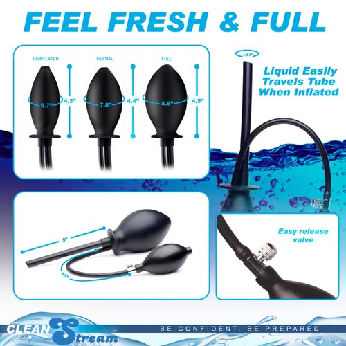 Cleanstream Inflatable Enema Plug, Reusable Latex Free Silicone Enema with Hand Bulb and Flared Base, Comfortable Colon Cleansing For Women and Men, Portable and Easy to Use Cleaner, 1 Plug