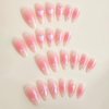 BABALAL Pink Press on Nails Medium Almond Fake Nails Heart Glue on Nails Bow Acrylic Nails Shiny Rhinestone Stiletto 24Pcs Glossy Manicure False Nails