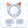 AEGYPIUS Face Wash Headband and Wristband Set, 3-Piece Set Blue Soft Coral Fleece Spa Headband for Washing Face, Headband and Wristband Set for Face Washing with Cat Ear Spa Headband and Wristband Set