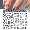 10 Sheets Nail Art Stickers Decals Gold Black Nail Art Decals Bee Butterfly Flame Designs Nail Decals 3D Self-Adhesive Nail Stickers Supplies for Women Girls DIY Manicure Decoration Accessories