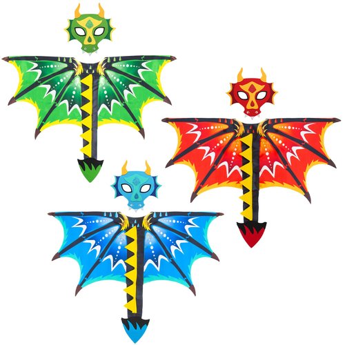 Creatoy Dragon Costume Kids 6pcs toddler dragon wings with dragon masks for Girls Boys Animal Dress Up Clothes for Play Halloween Dragon Birthday Party Supplies