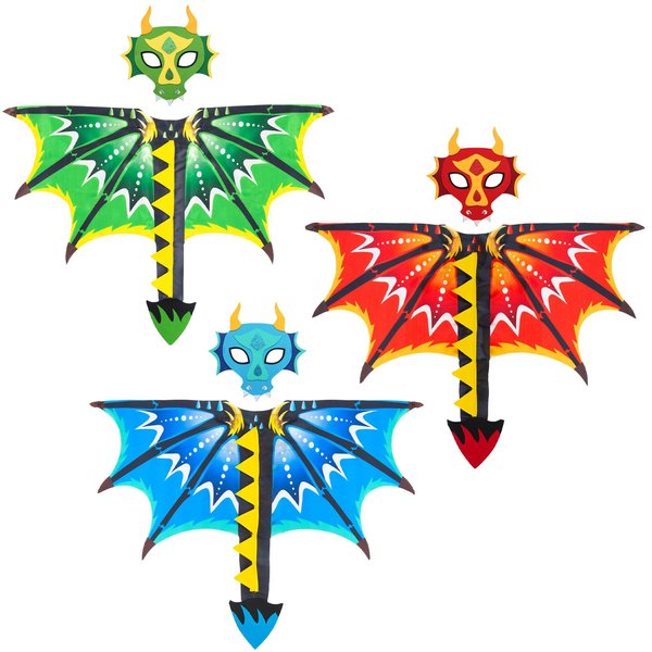 Creatoy Dragon Costume Kids 6pcs toddler dragon wings with dragon masks for Girls Boys Animal Dress Up Clothes for Play Halloween Dragon Birthday Party Supplies