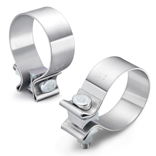 Stainless Steel Exhaust Clamps - Catalytic Converter Repair Parts, 2.5" Narrow Band Clamp, Great for Exhaust Tip, Exhaust Resonator, Exhaust Manifold, Exhaust Flex Pipe, Exhaust Muffler Repair Project