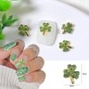 20Pcs St.Patrick's Day Nail Charms Nail Decals Alloy Silver Nail Charms Nail Jewelry 3D Green Shamrock Nail Gems Rhinestones Metal Lucky Charms Designs for Women Girls Acrylic Manicure Decorations