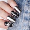 PrettyDiva Chrome Nail Powder - Silver Mirror Effect Nail Powders, Highlight Metallic Chrome Powder for Nail Art