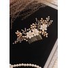 Kercisbeauty Gold Hair Comb with Pearl and Crystal Wedding Bridal Headpiece for Her Branch Hair Piece Garden Wedding White Flower Headpiece for Women