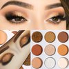 ecofavor Brown Eyeshadow Palette Nude Natural Matte Shimmer Glitter 9 Colors,Highly Pigmented Waterproof Warm Eye Shadows Pallet, Naked Earth Tones Makeup Palettes, Easy to Blend for Beginners