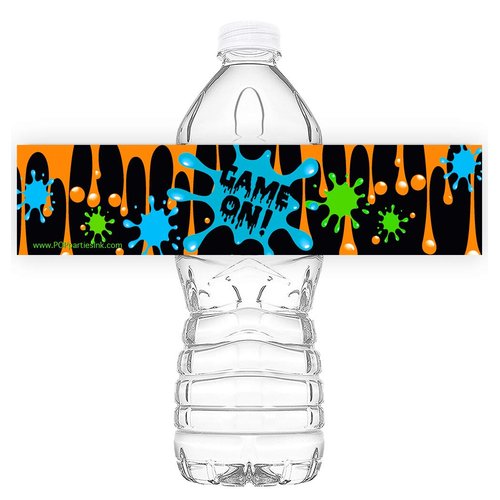 Paintball Party Waterproof Bottle Labels - 20 Bottle Labels - Paintball Party Party Decorations - Paintball Party Supplies - Game On Bottle