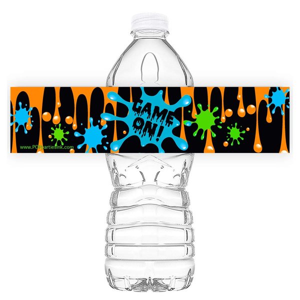 Paintball Party Waterproof Bottle Labels - 20 Bottle Labels - Paintball Party Party Decorations - Paintball Party Supplies - Game On Bottle