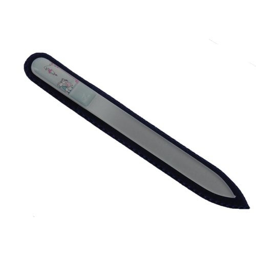 Czech Crystal Glass, Kiss Me Love 3D Logo-Print Design, 5.32 inches, Nail File with Protective Velvet Sleeve