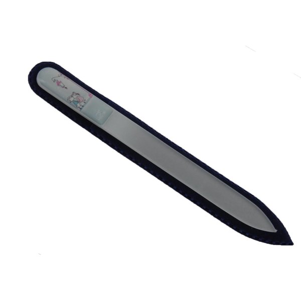 Czech Crystal Glass, Kiss Me Love 3D Logo-Print Design, 5.32 inches, Nail File with Protective Velvet Sleeve