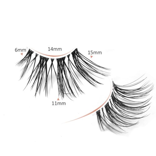 Onlyall Half Eyelashes Corner Lashes Natural Lashes Half Lashes Wispy End Lashes Corner Eyelashes 3/4 Lashes Clear Band Lashes 7 Pairs C03 (6MM-15MM)