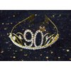 Dgasin 90th Birthday Tiara and Sash Happy 90th Birthday Party Supplies Decorations 90 Fabulous Glitter Sash and Gold Crystal Crown for Women