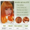 Angzon Orange Bob Wigs with Bangs Short Straight Bob Wigs For Women Shoulder Length Synthetic Bob Wigs For Halloween Daily Party Cosplay