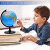 World Globe for Kids Learning, 8 inch Interactive Spinning Earth Globe for Children with Stand, Self-Assembled World Globes for Educational Geography Decorative Kids Room, Classroom, Adults Office