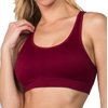 YELETE Lady's Macrame Cut Out Sports Bra Color Wine Red Size L