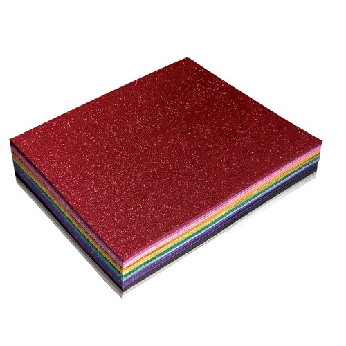 Better Office Products 36 Pack Glitter Foam Sheets, 9 x 12 Inch, Assorted 12 Colors, for Arts and Crafts, 36 Sheets