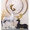 BrichLife 2pcs 3D Geometric Elk Resin Statue, Seated and Standing Elegant Lucky Deer, Luxurious Simple Style Ideas, Suitable for Living Room, Wine Cabinet, Display Stand, Bedroom, Office Desktop