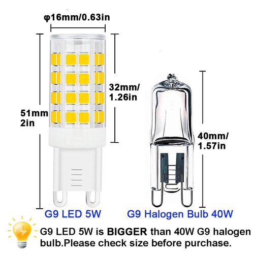 SumVibe G9 LED Bulb 5W, 40W G9 Halogen Bulb Replacement, 420LM, Daylight White 6000K, AC100V-240V, G9 Base Non-Dimmable Light Bulbs, 12-Pack
