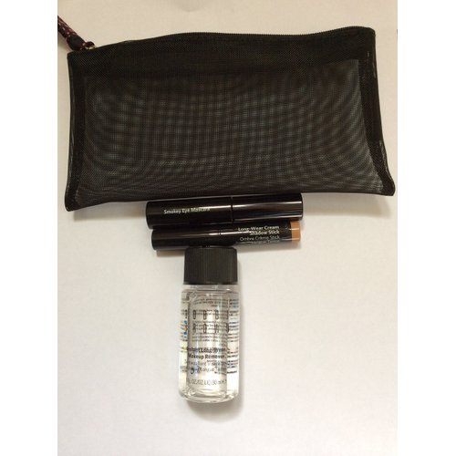 Bobbi To Go 4 pcs set: Bobbi Brown 'Instant Long Wear Makeup Remover,Bobbi Brown 'Smokey Eye Mascara' black,Bobbi Brown 'Long-Wear' Cream Shadow Stick and Cosmetics Case