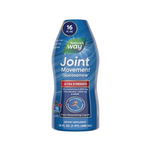 Nature's Way Joint Movement Glucosamine Fast Absorbing Liquid, Ultra Strength, Supports Healthy Bones*, Chondroitin, and MSM with Vitamin D3, Berry Flavored, 16 Fl Oz (Packaging May Vary)