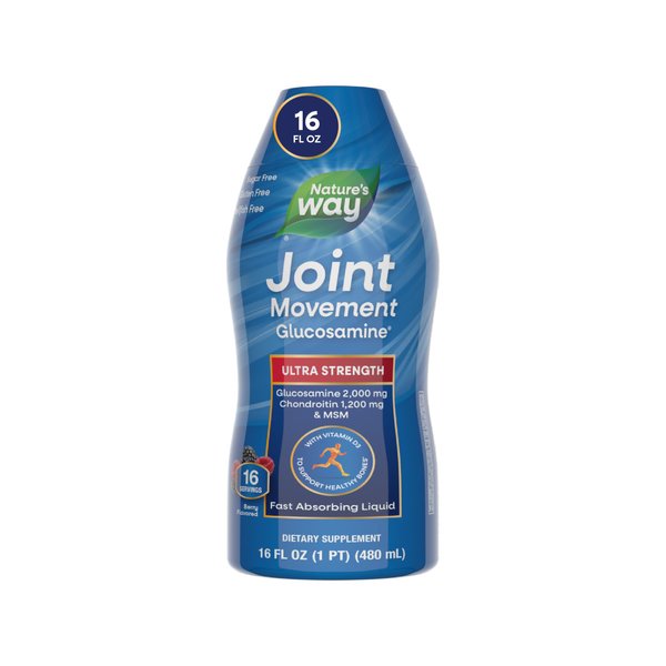Nature's Way Joint Movement Glucosamine Fast Absorbing Liquid, Ultra Strength, Supports Healthy Bones*, Chondroitin, and MSM with Vitamin D3, Berry Flavored, 16 Fl Oz (Packaging May Vary)