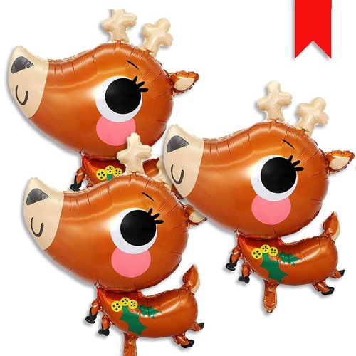 Christmas Balloons, 3pcs 31Inch Reindeer Foil Balloons for Christmas Harvest Christmas Xmas Party Birthday Party Supplies Decorations (Reindeer)